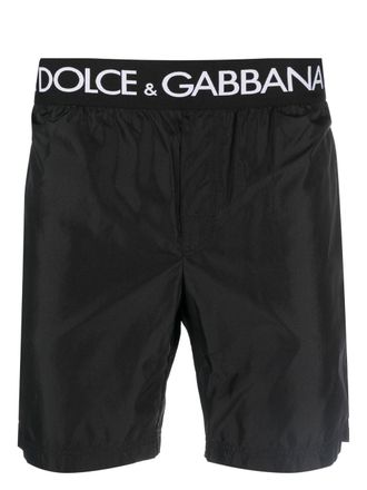 Dolce & Gabbana Costume da bagno con banda logo - Nero