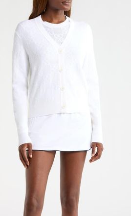 G/Fore Pointelle Knit Button Front Golf Cardigan in Snow at Nordstrom, Size X-Small