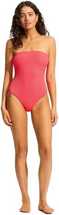 Seafolly SeaDive Bandeau One-Piece Womens Swimsuits One Piece Snapdragon : AUS 16 (US Womens 12), Elastane/Nylon