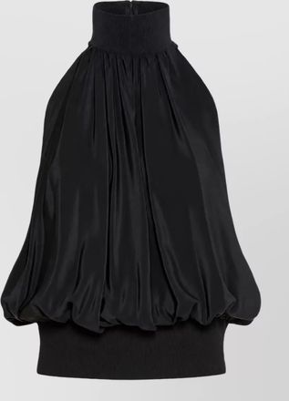 Sportmax silk ribbed halterneck sleeveless gathered top