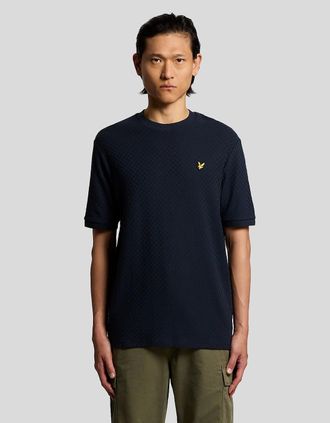 Lyle & Scott Lyle And Scott Mens Football Jacquard T-shirt - Black/Black - Size: 34