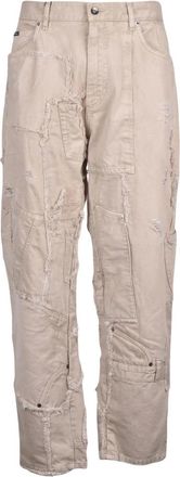 Dolce & Gabbana Jeans, Heren, Beige, L, Katoen, Cargo Patchwork Jeans