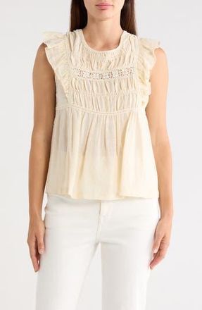 Max Studio Ruffle Cap Sleeve Babydoll Top in Antique White at Nordstrom Rack, Size X-Small