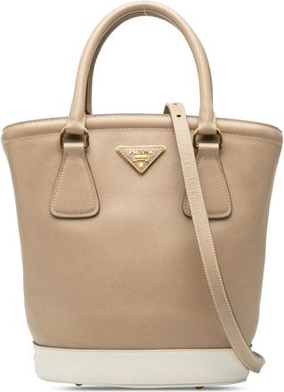Prada 2010-2025 Saffiano bucket-tas - Bruin