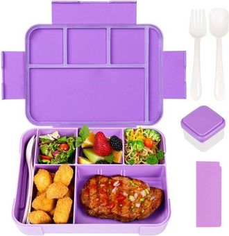 OEM Fiambrera Infantil Con Compartimentos, 1330 Ml, Fiambrera Bento A Prueba De Fugas, Con 6 Compartimentos, El Desayuno, Colores: Verde Y Amarillo