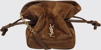 Saint Laurent Mini borsa a secchiello Jamie in pelle scamosciata trapuntata con logo YSL