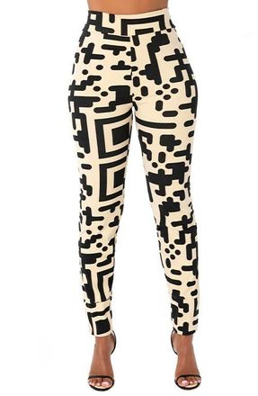 Dai Moda QR Code Abstract Print Leggings in Cream at Nordstrom, Size Xx-Large