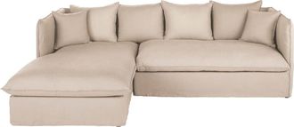 Maisons du monde Sof&aacute; cheslong izquierdo de 4/5 plazas de lino arrugado beige