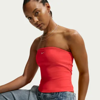 Nike Womens Nike Sportswear Tight Tube Top in Red | IR1643-696