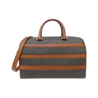 Saint Laurent Pre-owned Handbags, female, Brown, Size: ONE SIZE Pre-owned Duffel Coated Canvas Calf Boston Bag