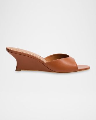 Staud Brigitte Leather Wedge Mules