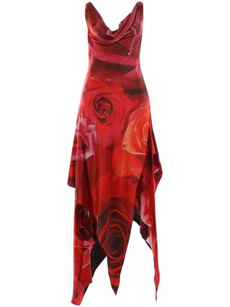 Roberto Cavalli Garden Rose-print dress - women - Silk - 40 - Red