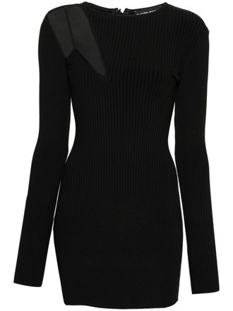 DAVID KOMA mesh-ribbed mini dress - women - Viscose/Elastane/Nylon - M - Black