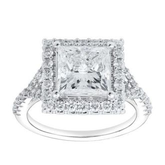 LuvMyJewelry Katerina 14K White Gold Princess Cut Lab Grown Diamond Halo Engagement Ring - 3.7 Ct at Nordstrom