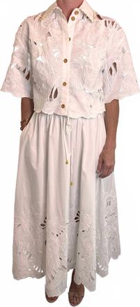 Zimmermann Mahon Embroidered Midi Skirt In Ivory