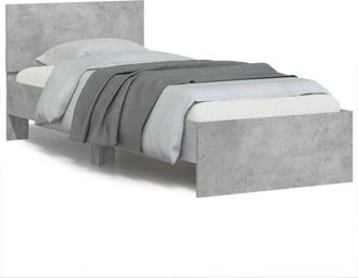 vidaXL vidaXL Giroletto con Testiera e LED Grigio Cemento 90x190 cm