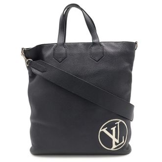 Louis Vuitton Black Leather Shoulder Bag Tote Bag (Pre-Owned)