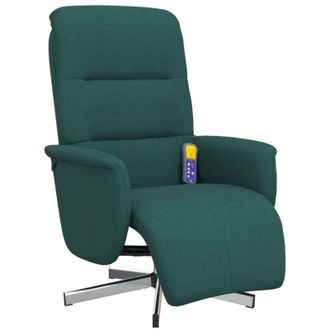 vidaXL Vidaxl - Sill&oacute;n Reclinable De Masaje Con Reposapi&eacute;s Tela Verde Oscuro
