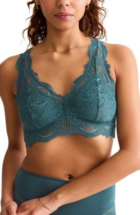Fleur't Belle Époque Lace T-Back Bralette in Evergreen at Nordstrom, Size Xx-Large