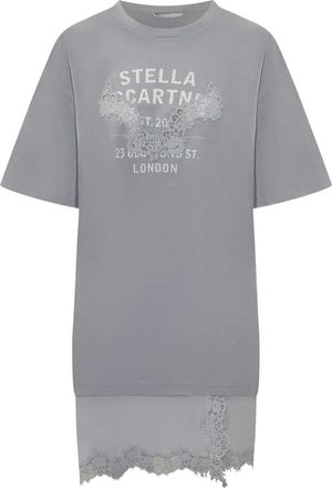Stella McCartney Abito corto con decorazione in pizzo - Grigio