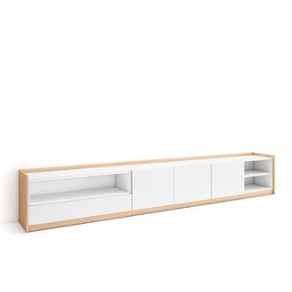 Skraut Home Skraut Home - Mueble Tv, Televisi&oacute;n, 310x37x50cm, Para Tv Hasta 80, Blanco Y Roble Soft