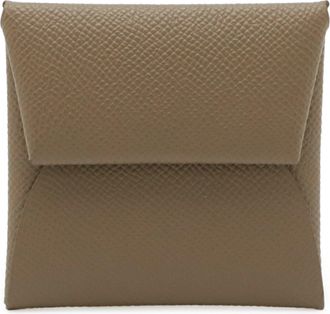 Herm&egrave;s Bastia Etoupe Gray Epsom Leather Coin Purse/Coin Case (Pre-Owned)