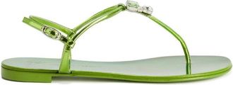 Giuseppe Zanotti Flat Sandalen - Dames - Sandalen - Groen - 37 1/2 EU - Leer - Schoenen