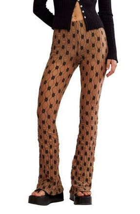 Free People Margo Lace Overlay Flare Pants in Woodsmoke at Nordstrom Rack, Size Large