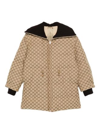 Gucci GG canvas puffer jacket - women - Canvas - 42 - Neutrals