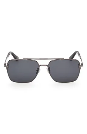 Tom Ford 60mm Navigator Sunglasses in Shiny Gunmetal/smoke Lens at Nordstrom