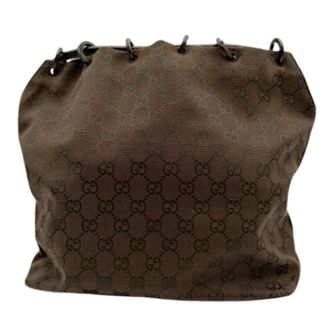 Gucci Pre-owned Bucket Bags, female, Brown, Size: ONE SIZE Pre-owned GG Canvas Shoulder Bag