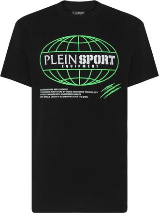 Plein Sport T-shirt Ronde Hals SS Global Express Edition - Heren - Sportshirts - Zwart - L - Katoen - Fitness