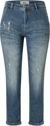 M.A.C Groene Destroyed Wash Slim-Fit Jeans - Dames - Skinny Jeans - Blauw - S - Katoen - Jeans