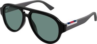 Gucci Pilot Zonnebrillen - Heren - Zonnebrillen - Zwart - 55 MM - Accessoires