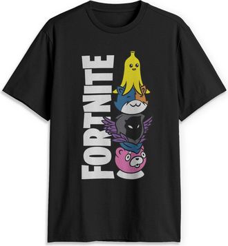 Fifth Sun Mens Fortnite Cute Characters Logo T-Shirt, Black, Medium