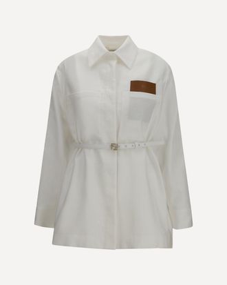 Fendi Giacca in lino e cotone con cintura Woman 40