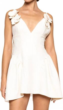 FORE COLLECTION Flower Detail Mini Dress In Cream