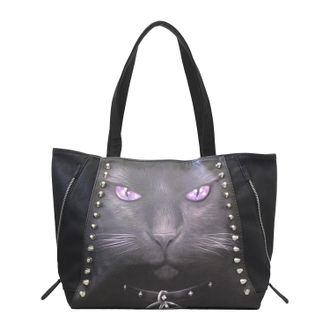 Spiral Zwarte kat shopper van imitatieleer (Zwart)