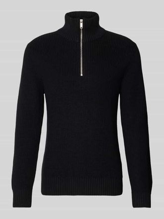 Mc Neal Strickpullover mit Troyer-Kragen in Black, Größe XXXL