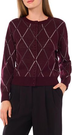Ted Baker Argyle Cardigan in Chocolate Burgundy at Nordstrom Rack, Size X-Small
