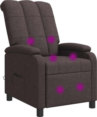 vidaXL Silla De Masajes Reclinable Marr&oacute;n Oscuro Tela Vidaxl