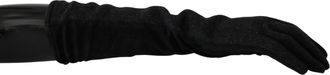 Dolce & Gabbana Black Gray Mid Arm Length Mittens Wool Womens Gloves