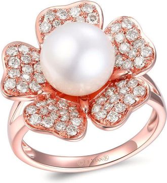 Le Vian Ladies Pearls Rings set in 14K Strawberry Gold