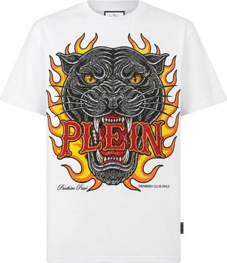 Philipp Plein T-Shirt Round Neck SS Flame - Heren - Tops - Wit - Maat: M Lame