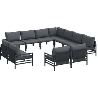 vidaXL Conjunto De Sof&aacute; De Jard&iacute;n 11 Pcs Antracita Acero Vidaxl