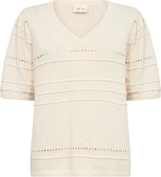 Cream Truien & Vesten, Dames, Beige, L, Katoen, Gebreide blouse met geborduurde details