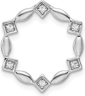 Diamond2Deal 14K White Gold Lab Grown Diamond Round Chain Slide Pendant (0.06ct, VS, G-H)