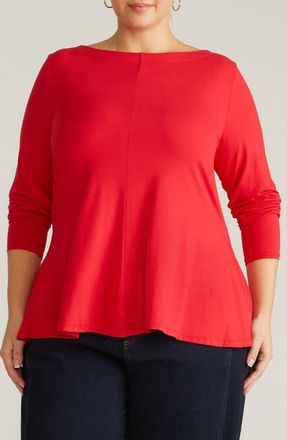 Universal Standard Cassandra Long Sleeve Jersey Top in Lipstick Red at Nordstrom, Size Xs