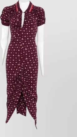 Vivienne Westwood floral ruched dress asymmetric hem short sleeves