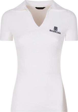 Balenciaga Ribbed V-Neck Short-Sleeved Polo Shirt Clothing